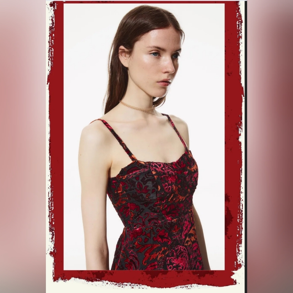 Game Of Thrones House Of Dragon Stradivarius Black Red Patterned Dress w/tags
